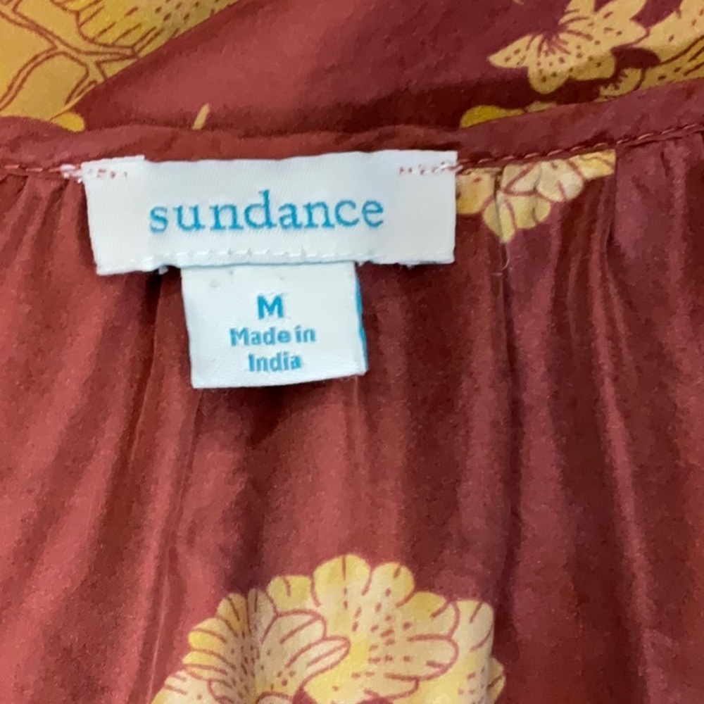 027 - Sundance NWOT Rust and Gold Tie Front Blouse, Size Medium - Picture 2 of 5